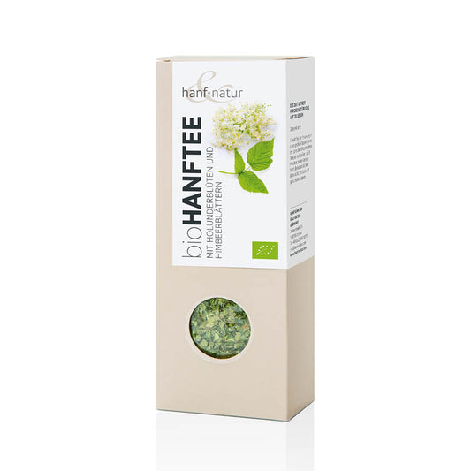 Organic hemp tea with elderflower and raspberry leaves - Hanf &amp; Natur Bio - 40g